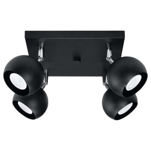 Deckenleuchte, Schwarz, Stahl, Verstellbare Spots, 25 cm