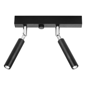 Deckenleuchte, bewegliche Spots, Schwarz, 2-flammig, L 25 cm