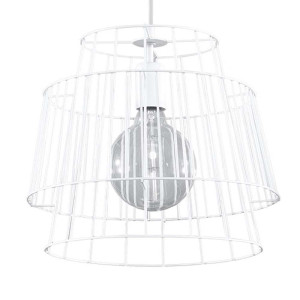 Pendelleuchte, Weiß, Käfig-Design, Stahl, H 100 cm