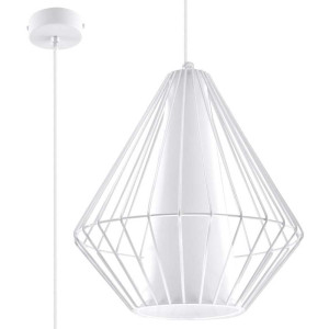 Pendelleuchte, Weiß, Stahl, Käfig-Design, H 100 cm