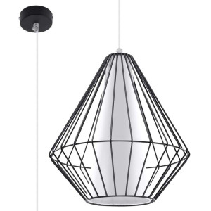 Pendelleuchte, Schwarz, Gitter, Stahl, H 100 cm