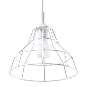 Pendelleuchte, Weiß, Stahl, Gitter,  H 80 cm