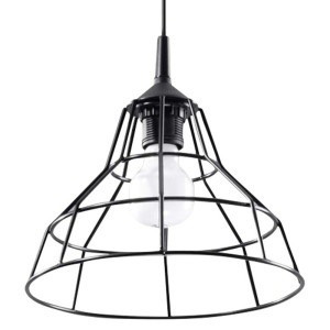 Pendelleuchte, Stahl, Gitter, Schwarz, H 80 cm