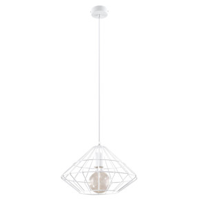 Pendelleuchte, Stahl weiß, Käfig, 33 cm
