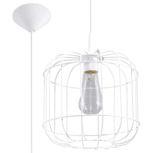 Pendelleuchte, Weiß, Stahl, Käfig-Design, H 100 cm