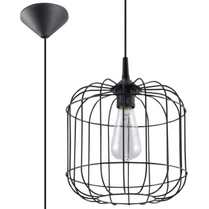Pendelleuchte, Schwarz, Käfig-Design, Stahl, H 100 cm