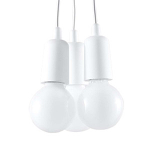 Pendelleuchte, Weiß, PVC, 3-flammig, H 90 cm