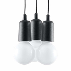 Pendelleuchte, PVC, Schwarz, 3-flammig, H 90 cm