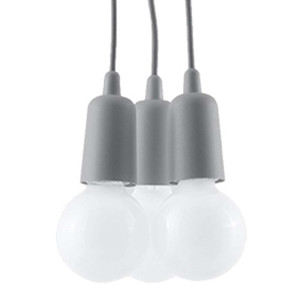 Pendelleuchte, PVC, Grau, 3-Flammige, H 90 cm