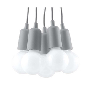 Pendelleuchte, 5-flammig, PVC, Grau, H 90 cm