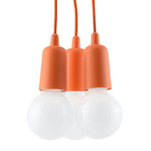 Pendelleuchte, Orange, PVC, 3-Flammig, H 90 cm