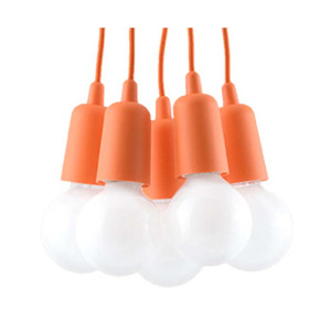 Pendelleuchte, Orange, PVC, 5-flammig, H-90 cm