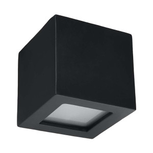 Wandleuchte, Keramik, Schwarz, Glas