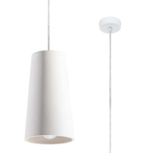 Pendelleuchte, Weiß, Beton, H 29 cm