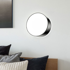 Wandleuchte, rund, schwarz, Stahl PVC, 25 cm