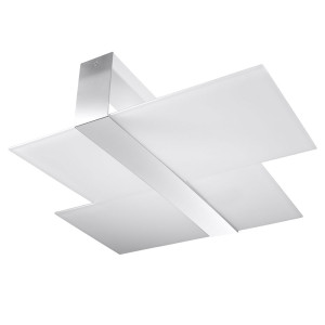 Deckenleuchte, Chrom, Glas satiniert, 66 cm