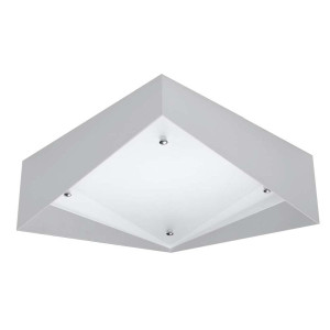 LED Deckenleuchte, Grau, Glas, Stahl, mit Leuchtmittel