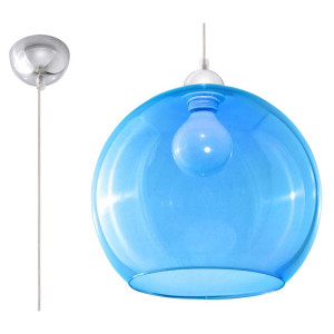 Pendelleuchte, Blau, Chrom, Stahl, H 80 cm