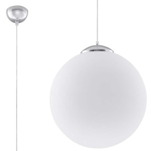 Pendelleuchte, Weiß, Chrom, H 80 cm
