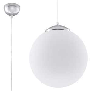 Pendelleuchte Weiß Chrom Stahl H 80 cm