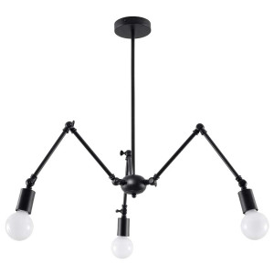 Pendelleuchte, Stahl, Schwarz, bewegliche Spots, 50 cm