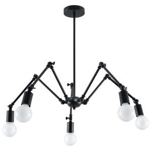 Pendelleuchte, Stahl, Schwarz, bewegliche Spots, H 100 cm