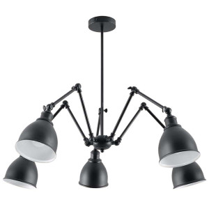 Pendelleuchte, Schwarz, Spots beweglich, Stahl