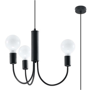 Pendelleuchte, Stahl, Schwarz, 46 cm