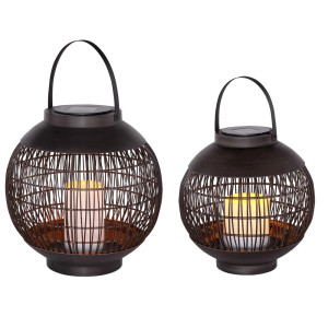 2er Set LED Solarleuchte, Feuer Effekt, Laterne, H 41,7 cm