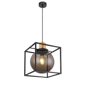 RGB LED Hängeleuchte, Kugel Design, Käfig schwarz, L 28 cm