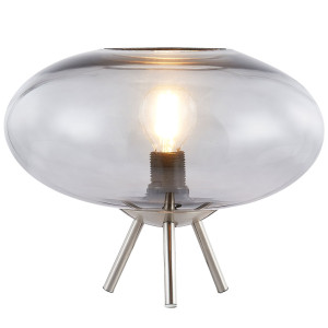 RGB LED Tischleuchte, nickel matt, Glas rauch, App-Steuerung