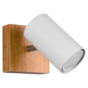 LED Wandleuchte, Holz, weiß-matt, Spot verstellbar, H 16 cm