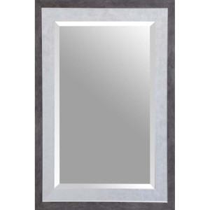 Rahmenspiegel, Facette, Schwarz, Silber, 50x70x1,4 cm