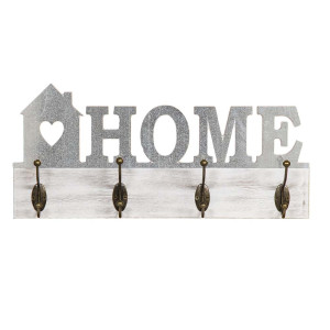 Holzgarderobe, Motiv-Haus, 4 Haken, Holz, 46x21x6,5 cm