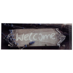 Glasgarderobe, inkl. 4 Haken, Welcome-Motiv, Glas, L 80 cm