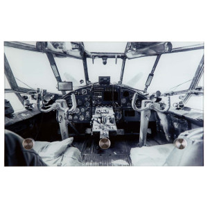 Glasgarderobe, Glas, Motiv-Cockpit, inkl. 3 Haken, L 40 cm