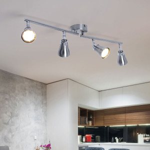 LED Deckenleuchte, silber, Spots verstellbar, L 62,5 cm