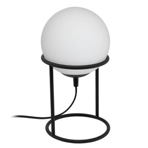 Tischleuchte, Glas weiß, Kugel Design, H 28 cm