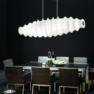 Pendelleuchte, Stahl chrom, Cocoon weiß, L 78 cm