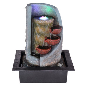 RGB LED Tischbrunnen, schwarz-grau, Höhe 39,5 cm