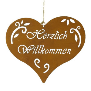 Türdekoration, braun, Herz-Form, Schriftzug, L 60 cm
