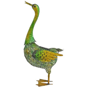 LED Deko Solarleuchte, Ente grün-gelb, H 63 cm
