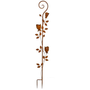 Gartenstecker, Rosen-Design, Erdspieß, rostfarben, H 160 cm