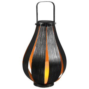 LED Solarlampe, Feuer-Effekt, Henkel, silber-antik, H 32 cm