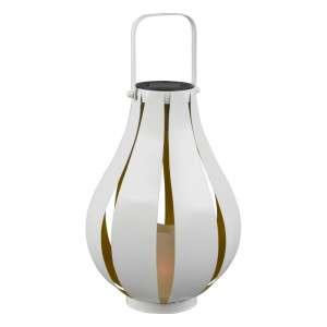 LED Solarlampe, Feuer-Effekt, Laternen-Optik, weiß, H 32 cm
