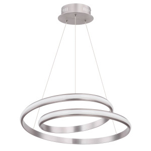 LED Hängeleuchte, silber, opal, 55 cm