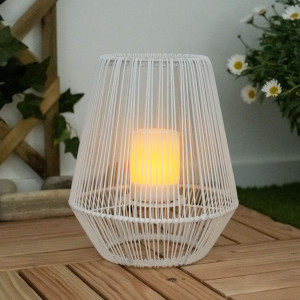 LED Solarlampe, Feuer-Effekt, Gitter-Optik, weiß, H 30 cm