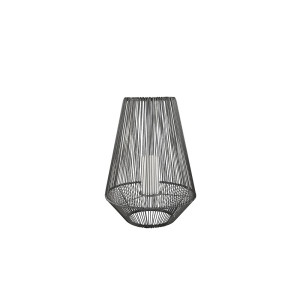 LED Solarlaterne, Feuer-Effekt, Geflecht, grau, H 51 cm
