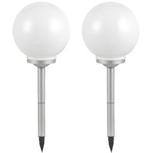 2er Set LED Solarleuchten, Erdspieß, Kugel, H 65 cm