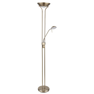 LED Stehleuchte, Glas, messingfarben, dimmbar, H 180 cm